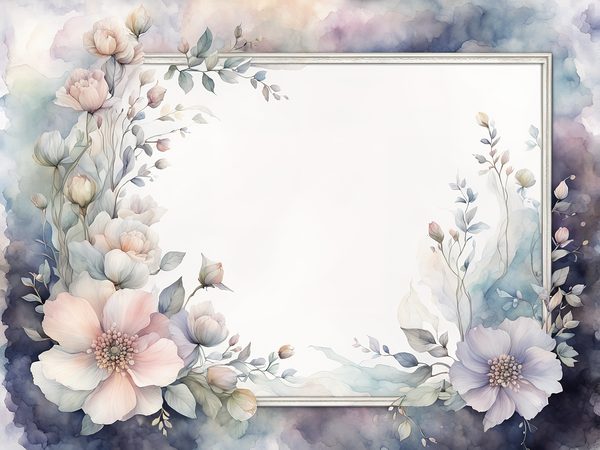 Pastel Floral Frame Digital Paper Pack: Gray Watercolor Design (10 JPGs) — image 5