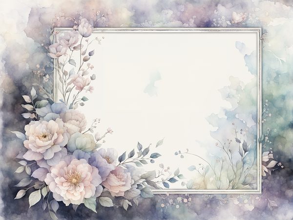 Pastel Floral Frame Digital Paper Pack: Gray Watercolor Design (10 JPGs) — image 10