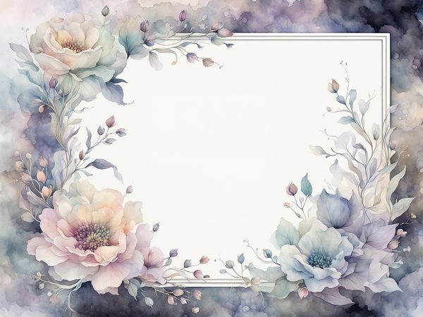 Pastel Floral Frame Digital Paper Pack: Gray Watercolor Design (10 JPGs) — image 11