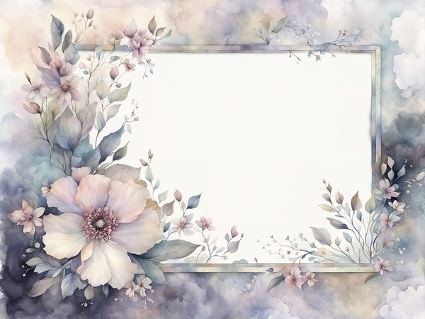 Pastel Floral Frame Digital Paper Pack: Gray Watercolor Design (10 JPGs) — image 12