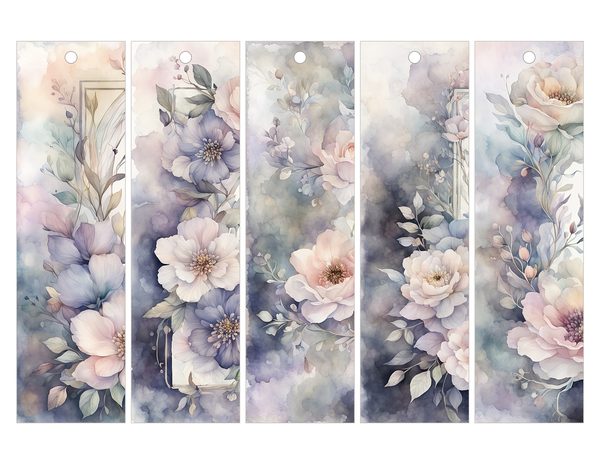 Pastel Floral Frame Digital Paper Pack: Gray Watercolor Design (10 JPGs) — image 30