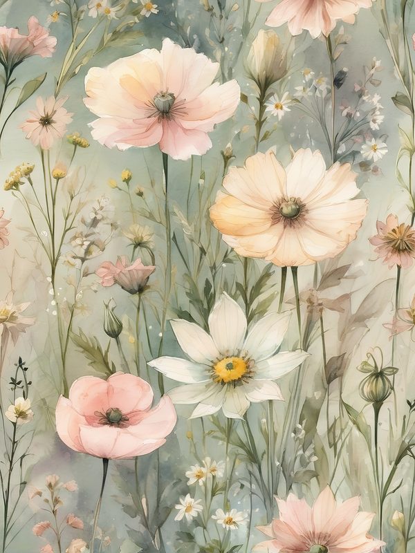 Watercolor Wildflower Digital Paper: Soft Green Floral Art (10 JPGs) — image 2