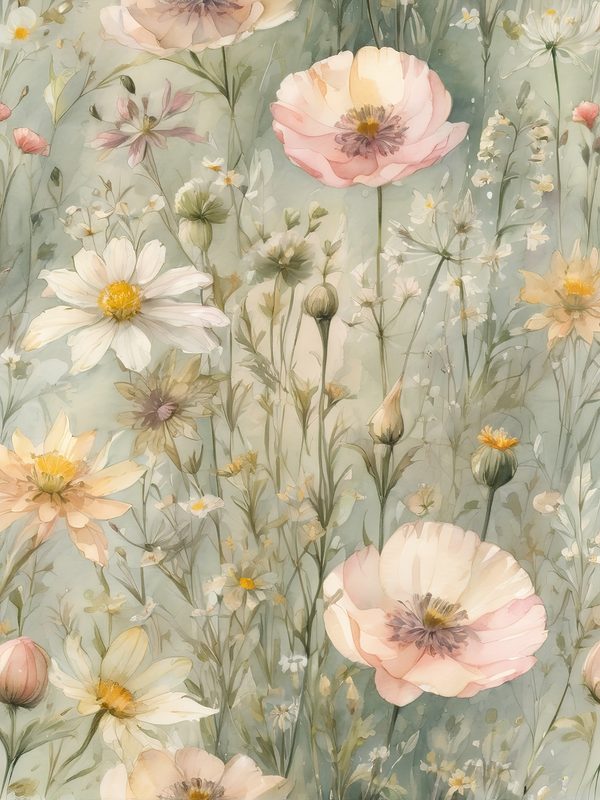 Watercolor Wildflower Digital Paper: Soft Green Floral Art (10 JPGs) — image 3