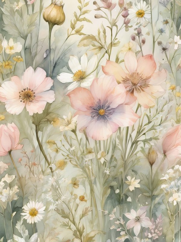 Watercolor Wildflower Digital Paper: Soft Green Floral Art (10 JPGs) — image 4