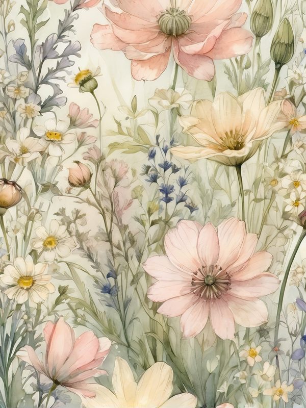 Watercolor Wildflower Digital Paper: Soft Green Floral Art (10 JPGs) — image 6