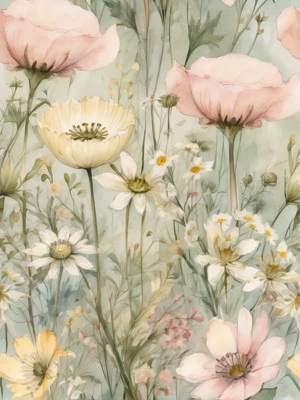 Watercolor Wildflower Digital Paper: Soft Green Floral Art (10 JPGs) — image 7