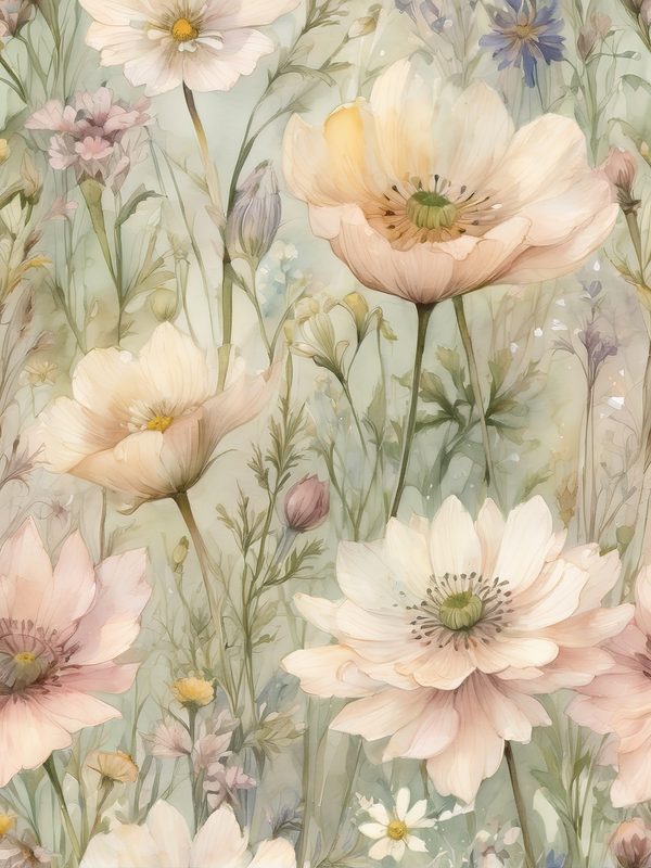 Watercolor Wildflower Digital Paper: Soft Green Floral Art (10 JPGs) — image 9