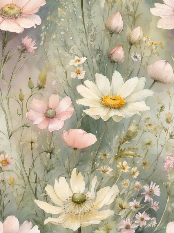 Watercolor Wildflower Digital Paper: Soft Green Floral Art (10 JPGs) — image 11