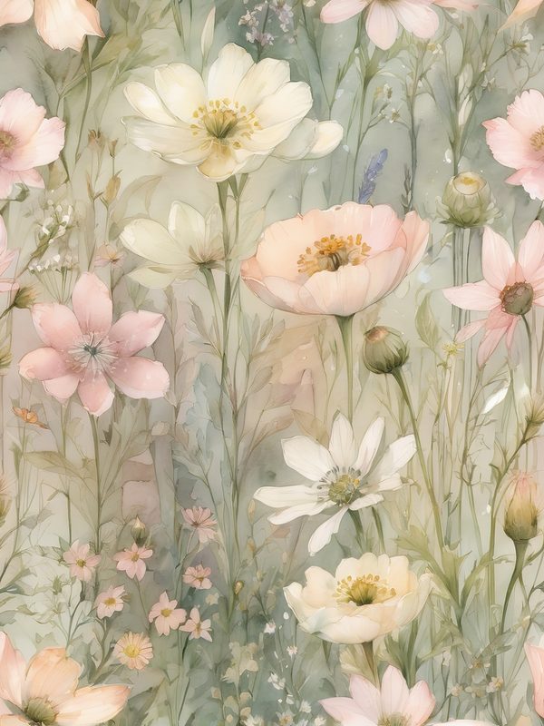 Watercolor Wildflower Digital Paper: Soft Green Floral Art (10 JPGs) — image 12