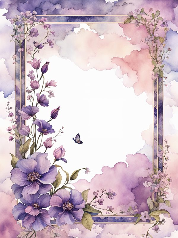 Watercolor Lilac Floral Frame: Boho Digital Paper Pack (10 JPGs) — image 4