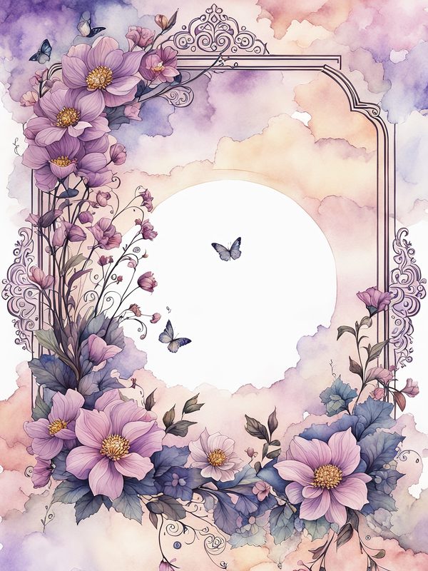 Watercolor Lilac Floral Frame: Boho Digital Paper Pack (10 JPGs) — image 5