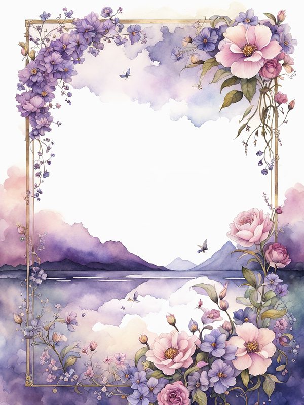 Watercolor Lilac Floral Frame: Boho Digital Paper Pack (10 JPGs) — image 6