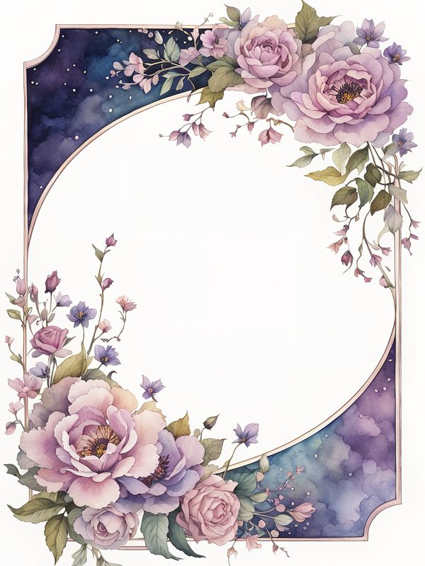 Watercolor Lilac Floral Frame: Boho Digital Paper Pack (10 JPGs) — image 7