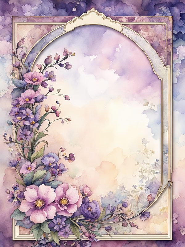 Watercolor Lilac Floral Frame: Boho Digital Paper Pack (10 JPGs) — image 8