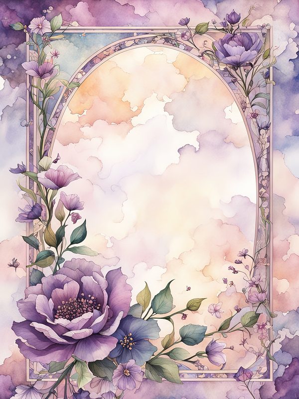 Watercolor Lilac Floral Frame: Boho Digital Paper Pack (10 JPGs) — image 9