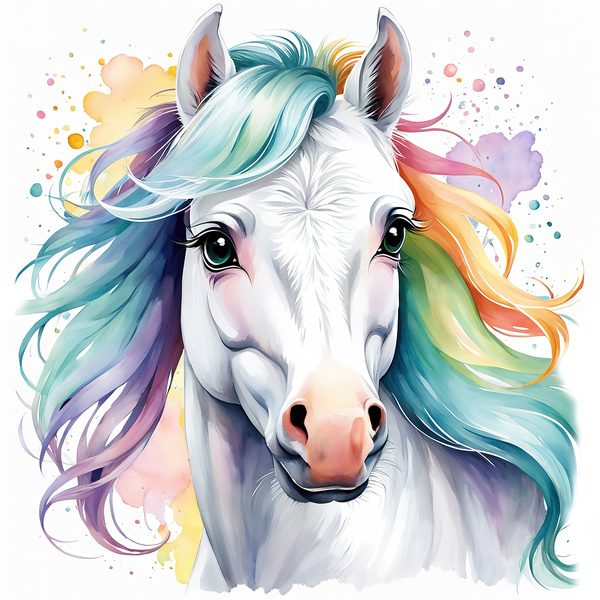 Rainbow Mane White Horse Clipart: Nursery Pony Art, Journaling PNGs, Commerical use — image 3