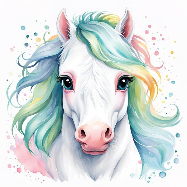 Rainbow Mane White Horse Clipart: Nursery Pony Art, Journaling PNGs, Commerical use — image 7