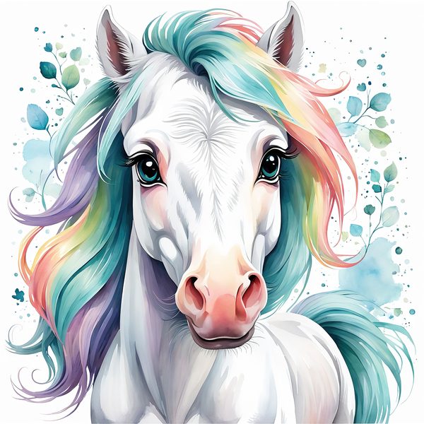 Rainbow Mane White Horse Clipart: Nursery Pony Art, Journaling PNGs, Commerical use — image 9