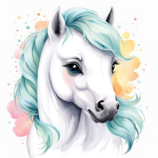 Rainbow Mane White Horse Clipart: Nursery Pony Art, Journaling PNGs, Commerical use — image 10