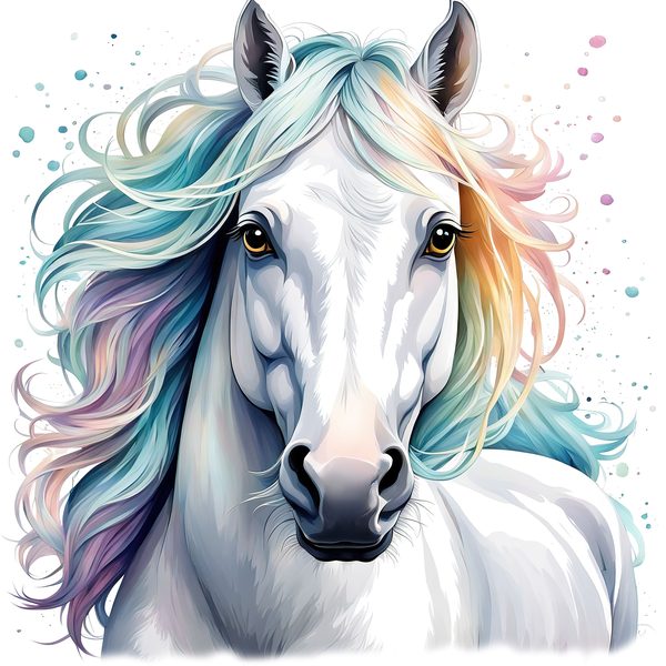Rainbow Mane White Horse Clipart: Nursery Pony Art, Journaling PNGs, Commerical use — image 11