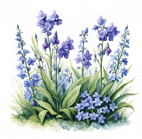 Blue Wildflower Clipart: Watercolor Chicory, Forget-Me-Nots (Digital Download) — image 2