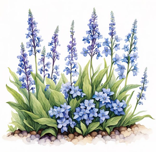 Blue Wildflower Clipart: Watercolor Chicory, Forget-Me-Nots (Digital Download) — image 5