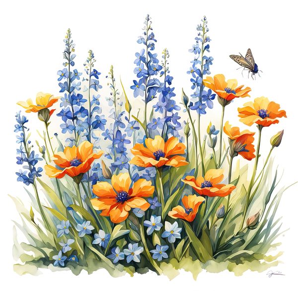 Blue Wildflower Clipart: Watercolor Chicory, Forget-Me-Nots (Digital Download) — image 9