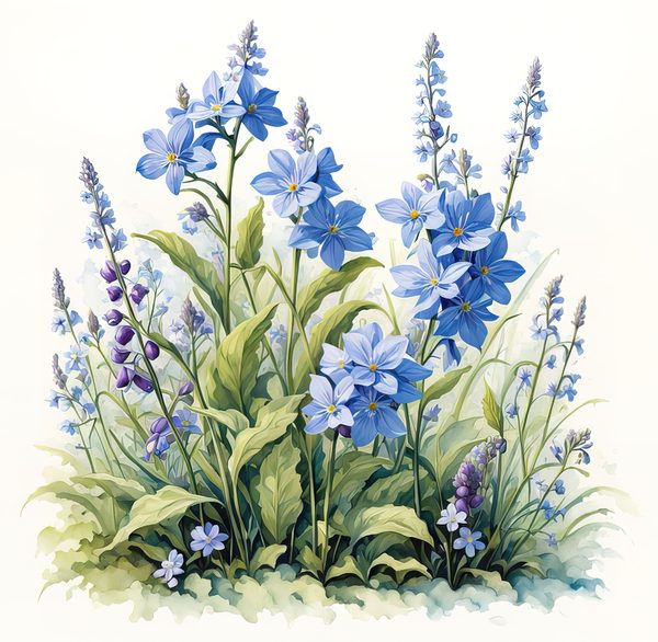 Blue Wildflower Clipart: Watercolor Chicory, Forget-Me-Nots (Digital Download) — image 12
