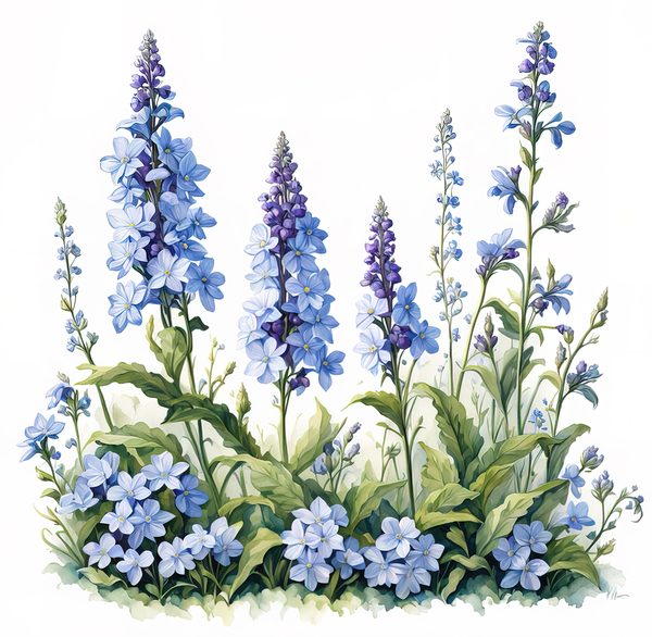 Blue Wildflower Clipart: Watercolor Chicory, Forget-Me-Nots (Digital Download) — image 13