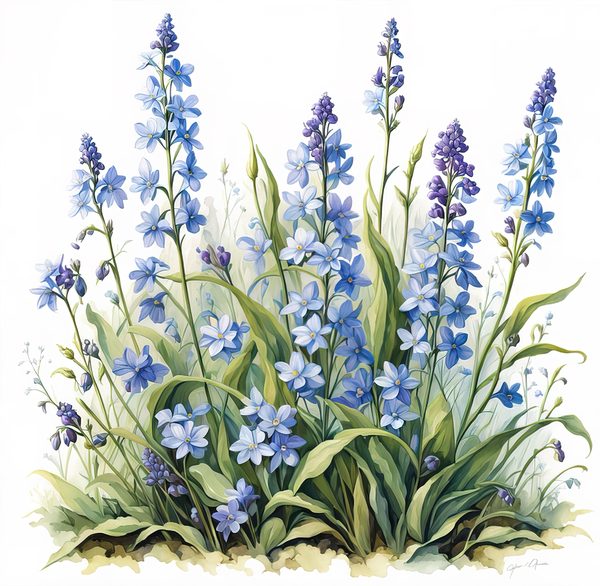 Blue Wildflower Clipart: Watercolor Chicory, Forget-Me-Nots (Digital Download) — image 15