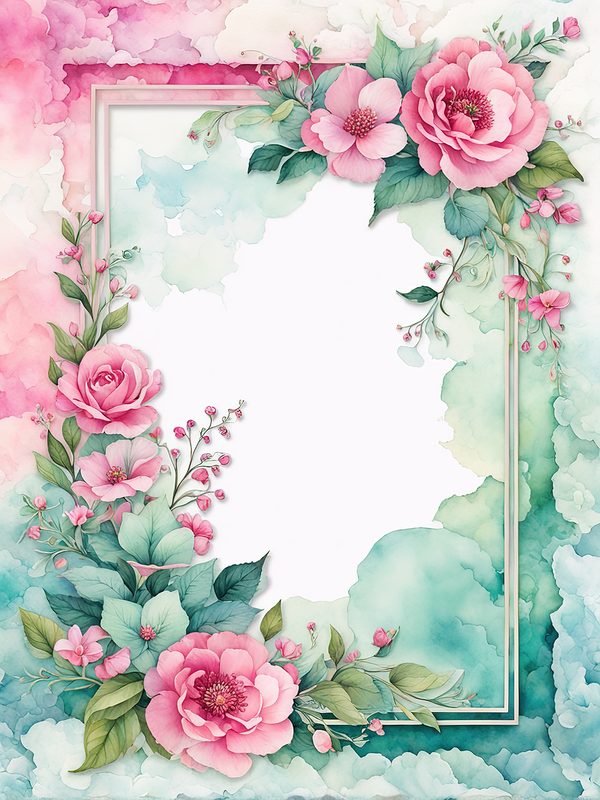 Pink Floral Watercolor Backgrounds: Scrapbook Art, Commercial Use (10 JPGs) — image 1