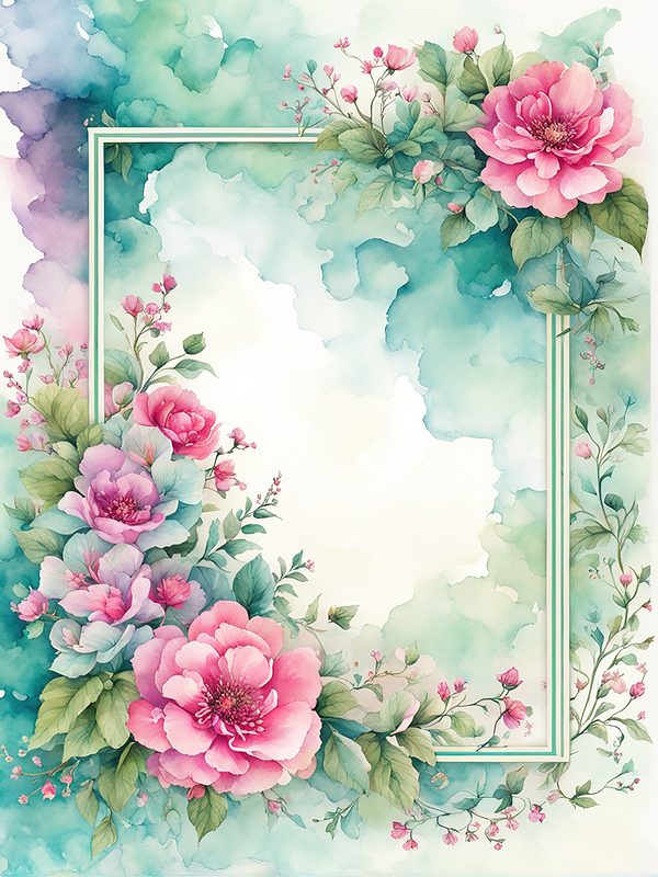 Pink Floral Watercolor Backgrounds: Scrapbook Art, Commercial Use (10 JPGs) — image 2