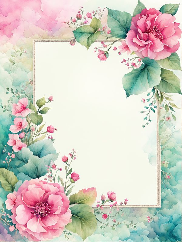 Pink Floral Watercolor Backgrounds: Scrapbook Art, Commercial Use (10 JPGs) — image 3