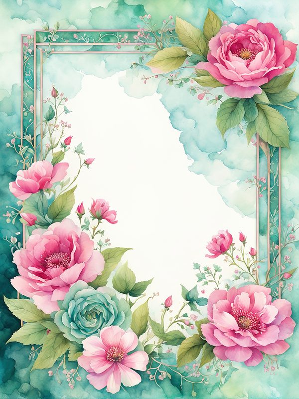 Pink Floral Watercolor Backgrounds: Scrapbook Art, Commercial Use (10 JPGs) — image 4