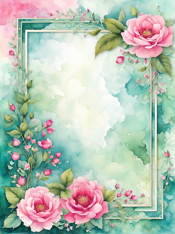 Pink Floral Watercolor Backgrounds: Scrapbook Art, Commercial Use (10 JPGs) — image 5