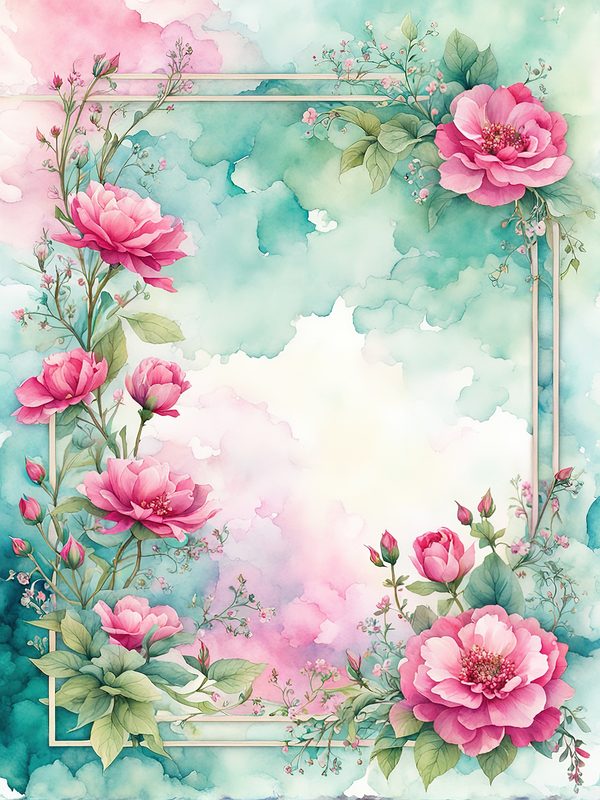 Pink Floral Watercolor Backgrounds: Scrapbook Art, Commercial Use (10 JPGs) — image 6
