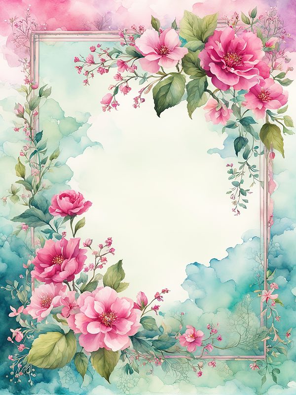 Pink Floral Watercolor Backgrounds: Scrapbook Art, Commercial Use (10 JPGs) — image 7