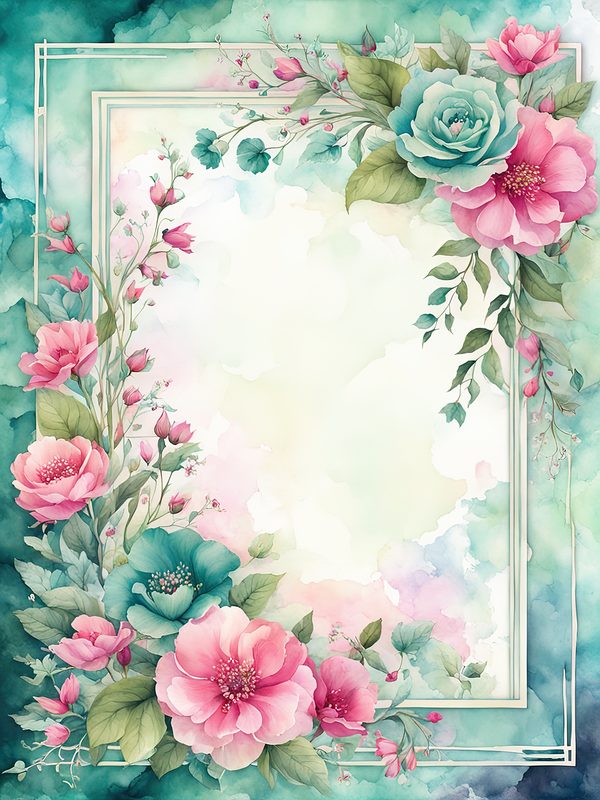 Pink Floral Watercolor Backgrounds: Scrapbook Art, Commercial Use (10 JPGs) — image 8