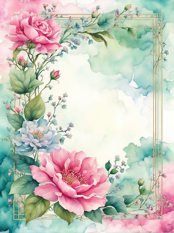 Pink Floral Watercolor Backgrounds: Scrapbook Art, Commercial Use (10 JPGs) — image 9