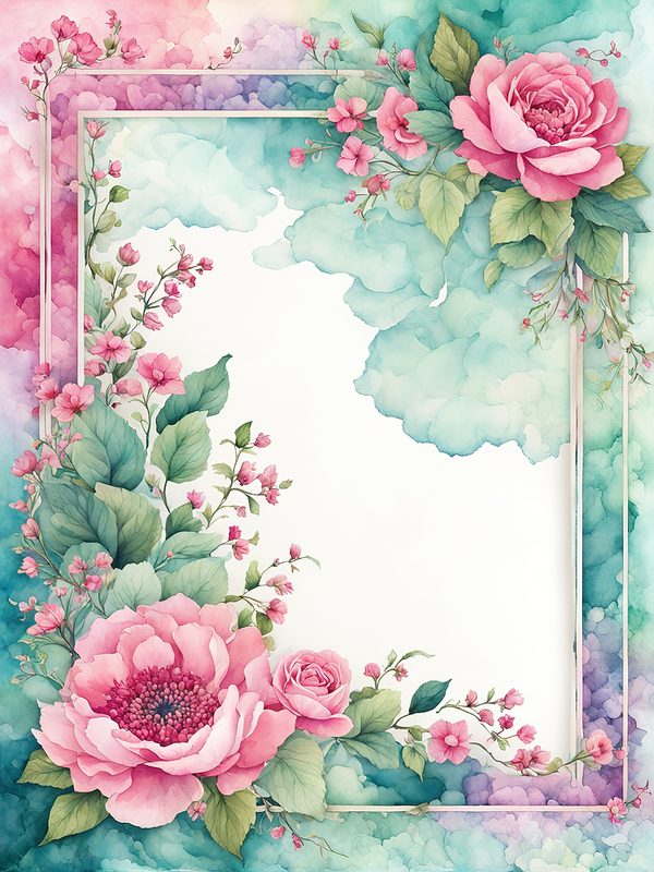 Pink Floral Watercolor Backgrounds: Scrapbook Art, Commercial Use (10 JPGs) — image 11