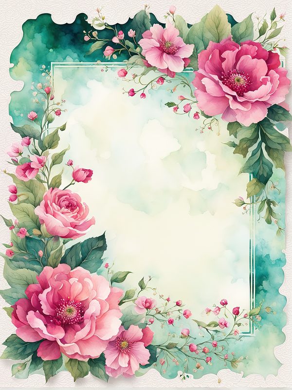 Watercolor Pink Flower Frame: Botanical Digital Paper Pack (10 JPGs) — image 7