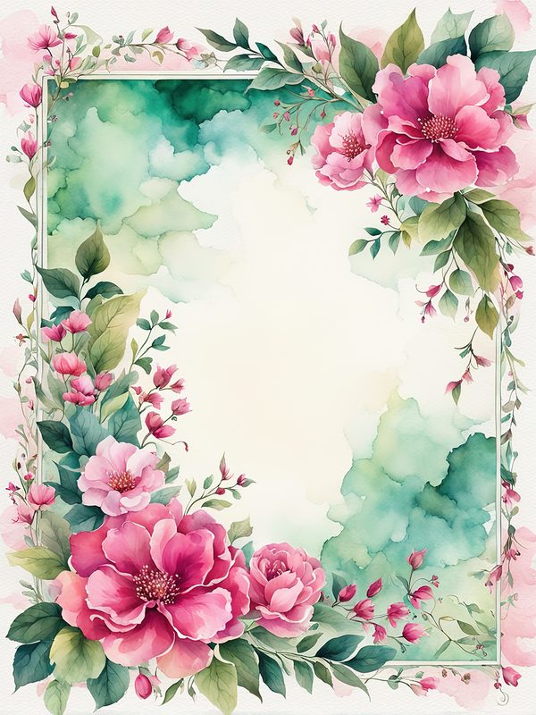Watercolor Pink Flower Frame: Botanical Digital Paper Pack (10 JPGs) — image 8