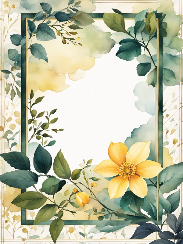 Watercolor Yellow Floral Frame Digital Paper Pack (10 JPGs) — image 1