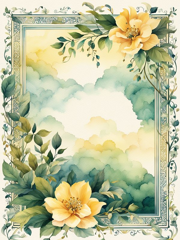Watercolor Yellow Floral Frame Digital Paper Pack (10 JPGs) — image 2