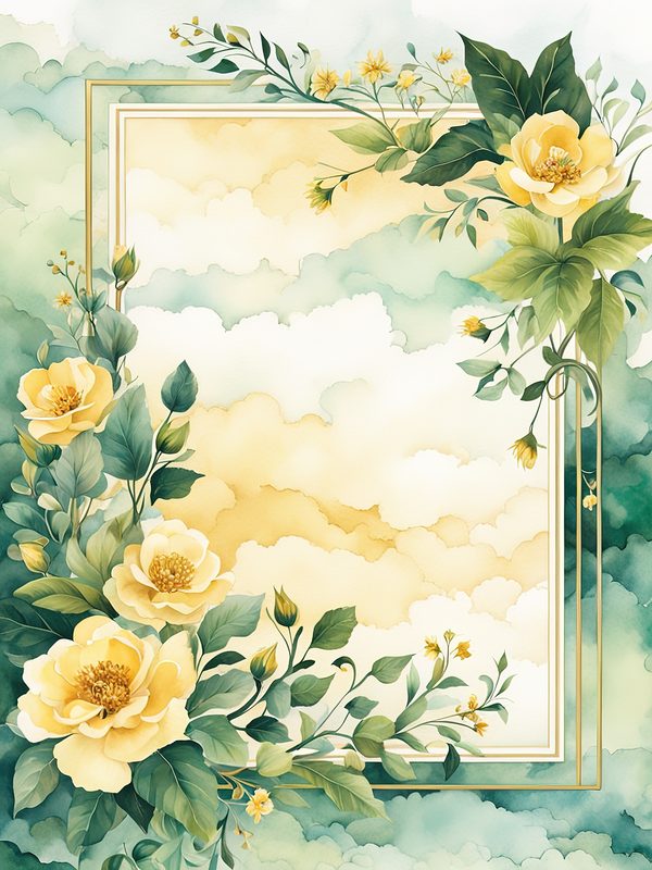 Watercolor Yellow Floral Frame Digital Paper Pack (10 JPGs) — image 3
