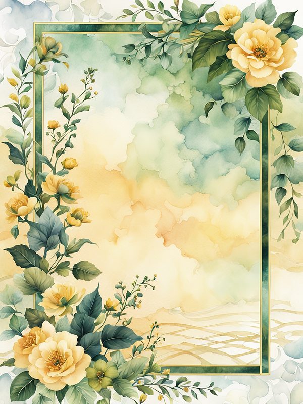 Watercolor Yellow Floral Frame Digital Paper Pack (10 JPGs) — image 4