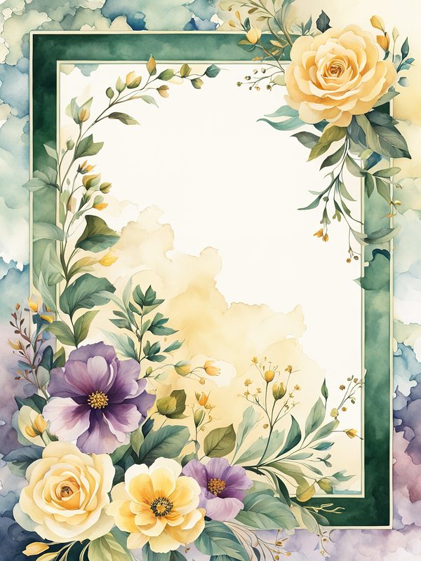 Watercolor Yellow Floral Frame Digital Paper Pack (10 JPGs) — image 5