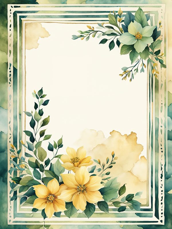 Watercolor Yellow Floral Frame Digital Paper Pack (10 JPGs) — image 6