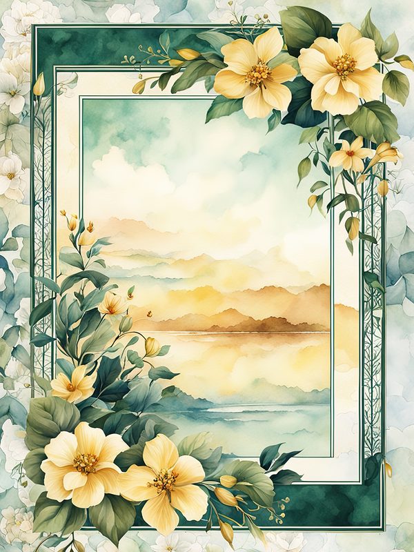 Watercolor Yellow Floral Frame Digital Paper Pack (10 JPGs) — image 7
