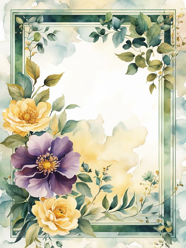 Watercolor Yellow Floral Frame Digital Paper Pack (10 JPGs) — image 8